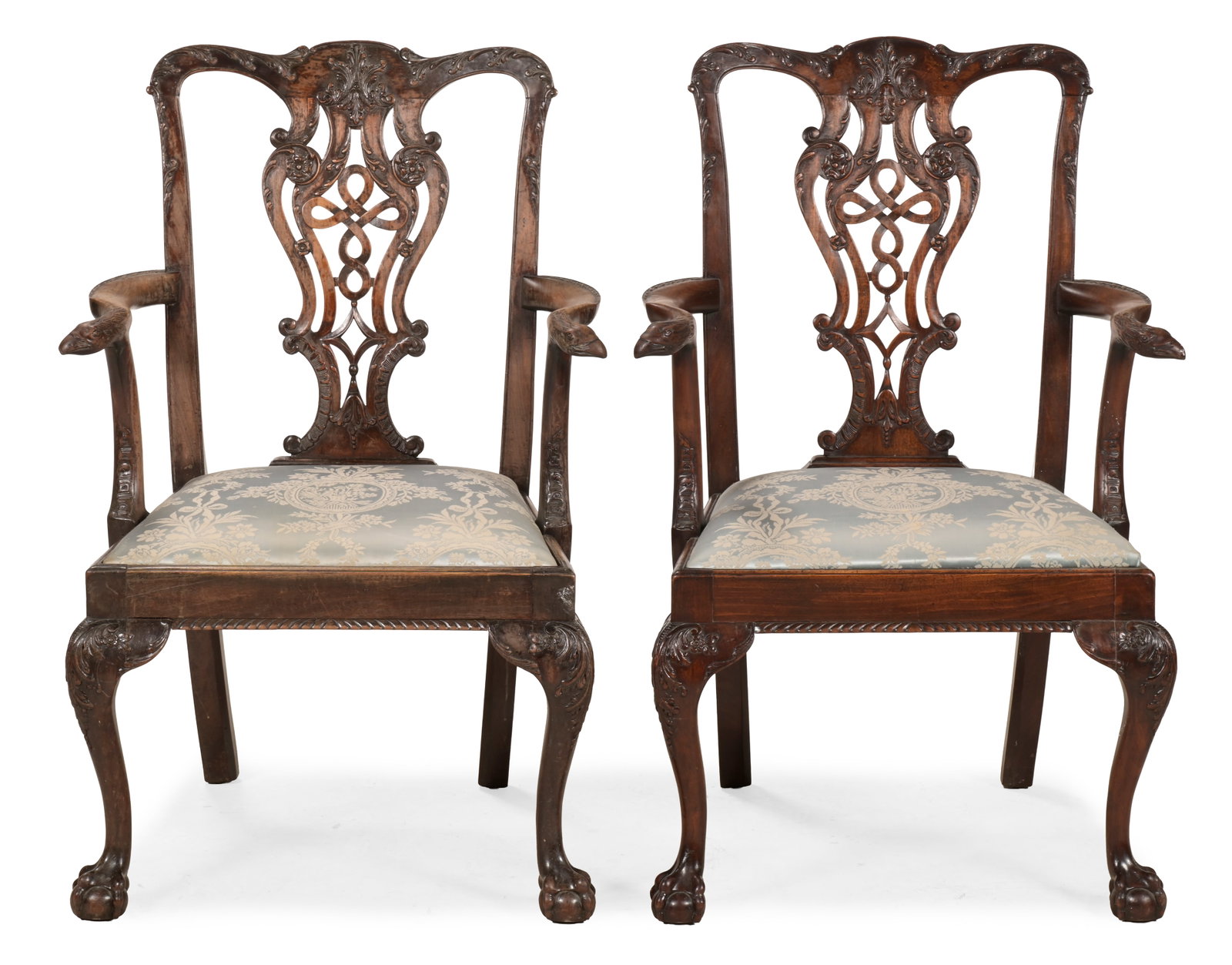 A PAIR OF EDWARDIAN MAHOGANY DINING ARMCHAIRS, IN 18TH CENTURY STYLE, EARLY 20TH CENTURY - 2