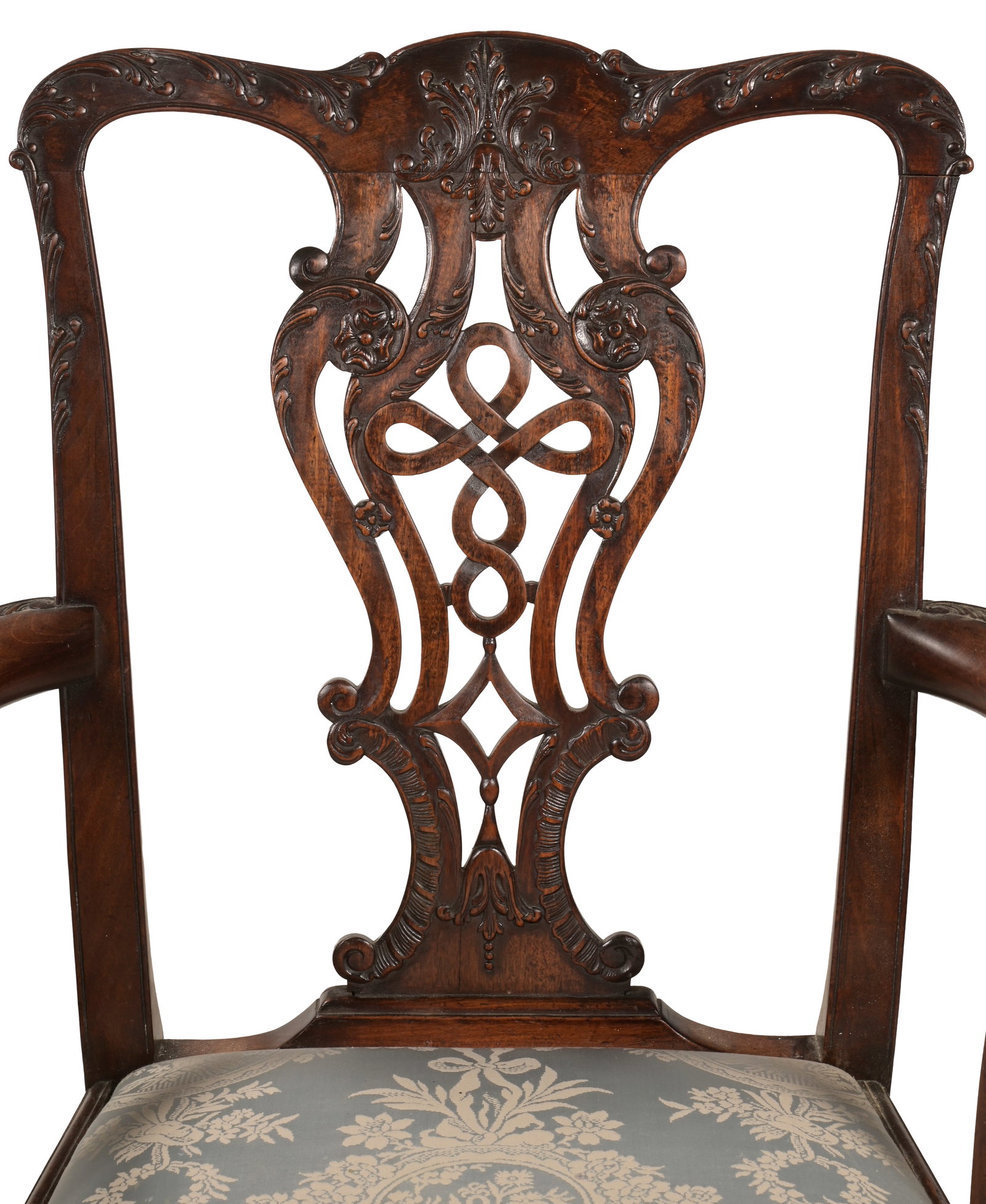 A PAIR OF EDWARDIAN MAHOGANY DINING ARMCHAIRS, IN 18TH CENTURY STYLE, EARLY 20TH CENTURY - 4