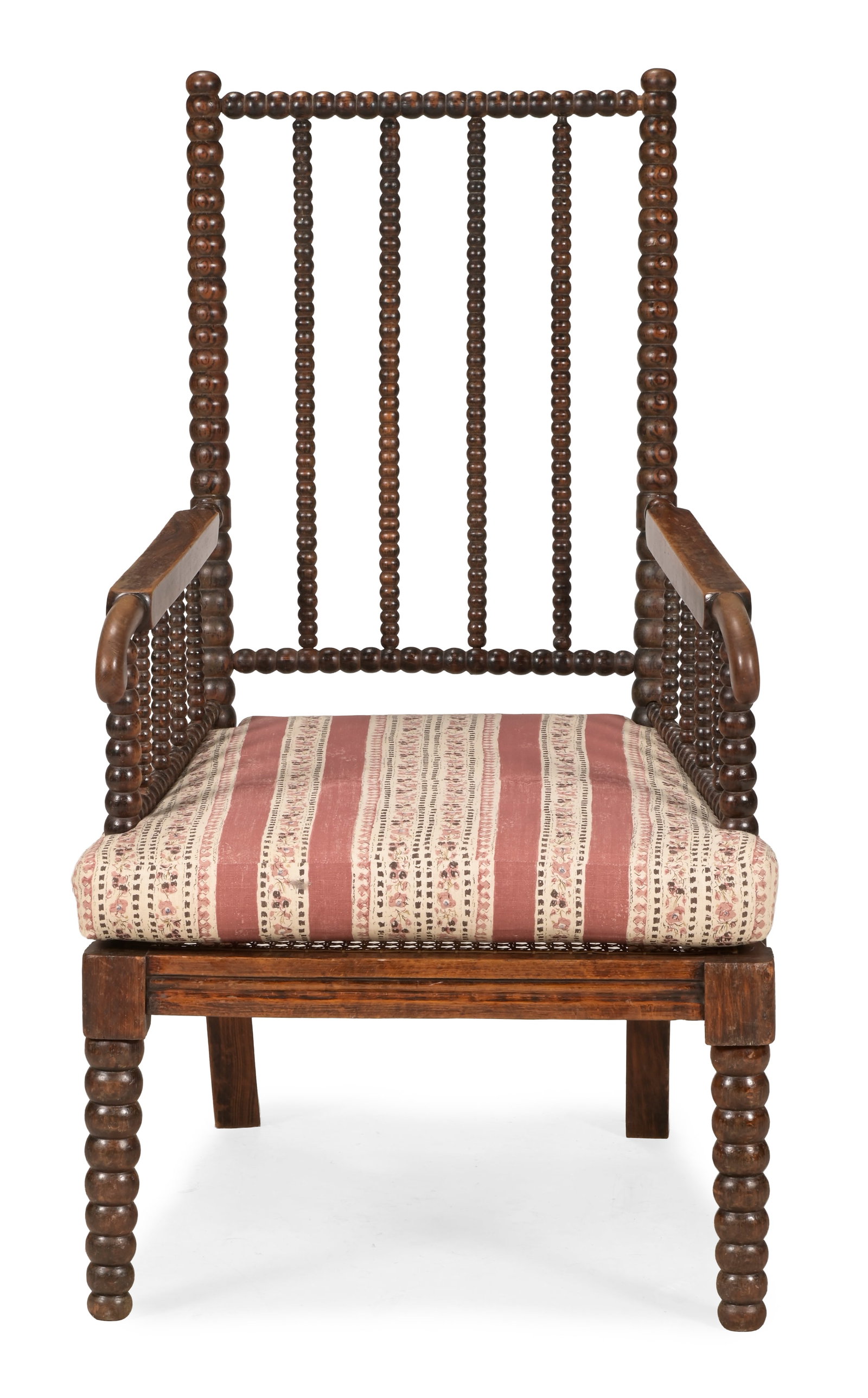 A SIMULATED ROSEWOOD BOBBIN TURNED ARMCHAIR, WITH ROBERT KIME FABRIC CUSHION, 19TH CENTURY - 2