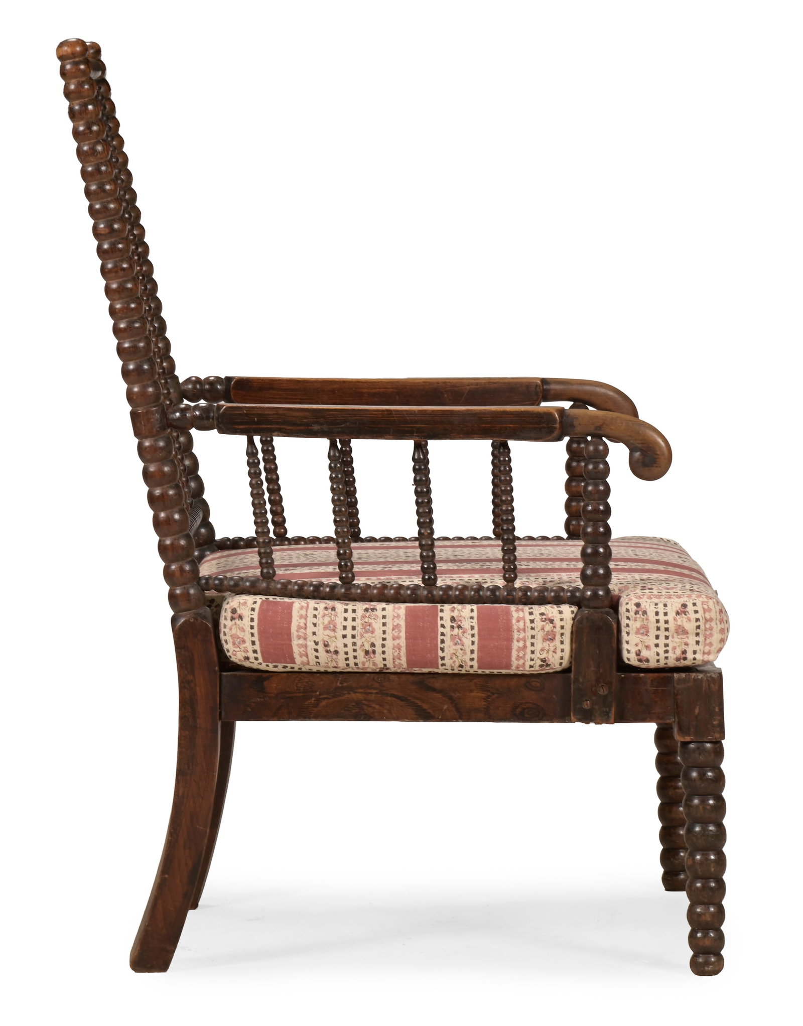 A SIMULATED ROSEWOOD BOBBIN TURNED ARMCHAIR, WITH ROBERT KIME FABRIC CUSHION, 19TH CENTURY - 3