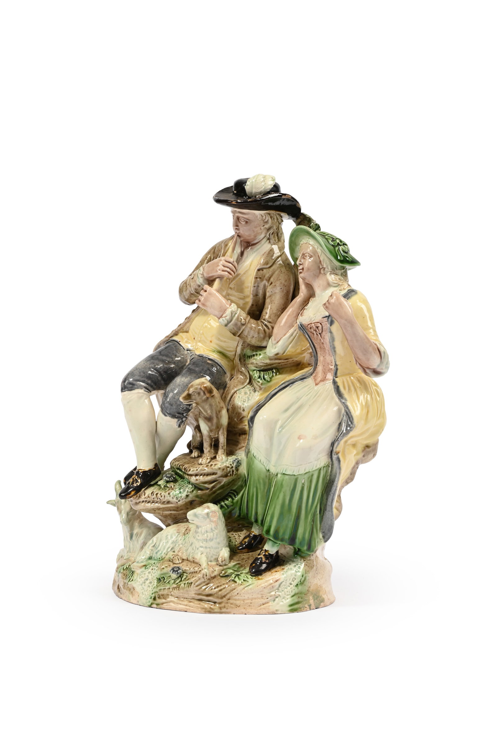 A RALPH WOOD CREAMWARE GROUP OF A SHEPHERD AND COMPANION, CIRCA 1780 - 2