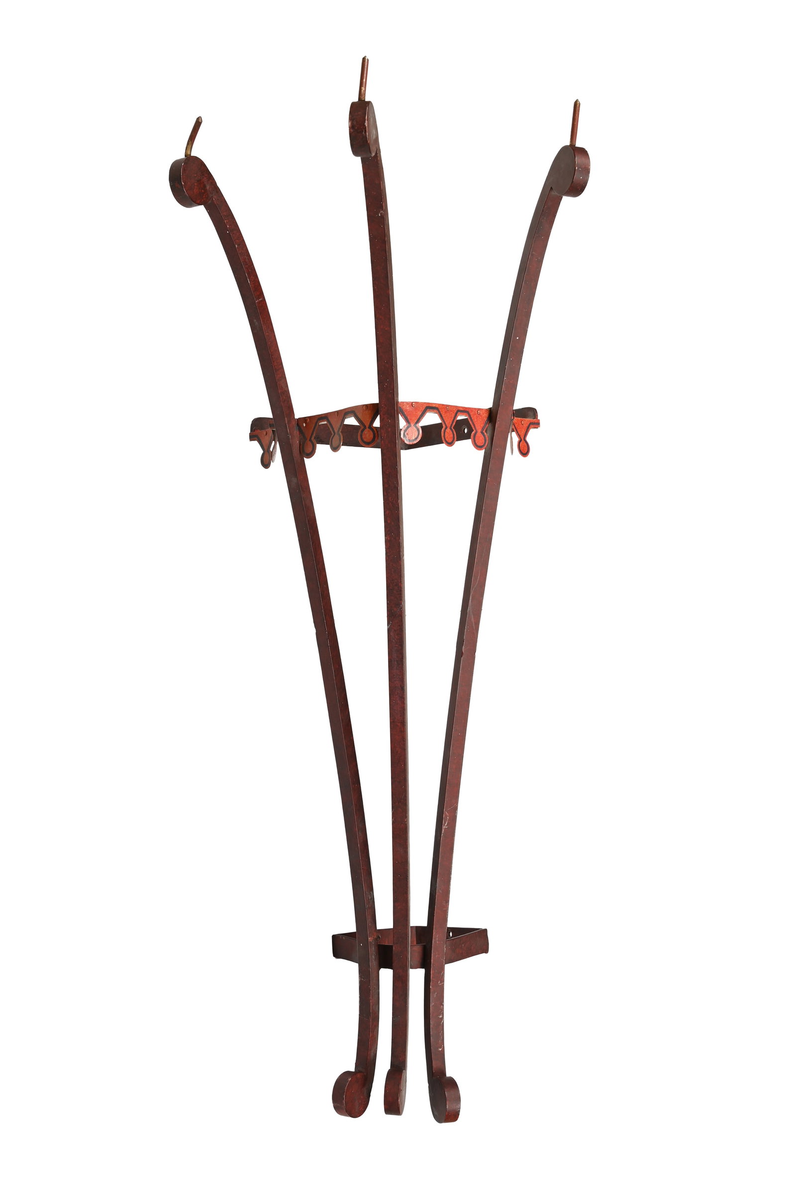 A GOTHIC REVIVAL RED PAINTED METAL WALL HANGING LANTERN, 20TH CENTURY - 3