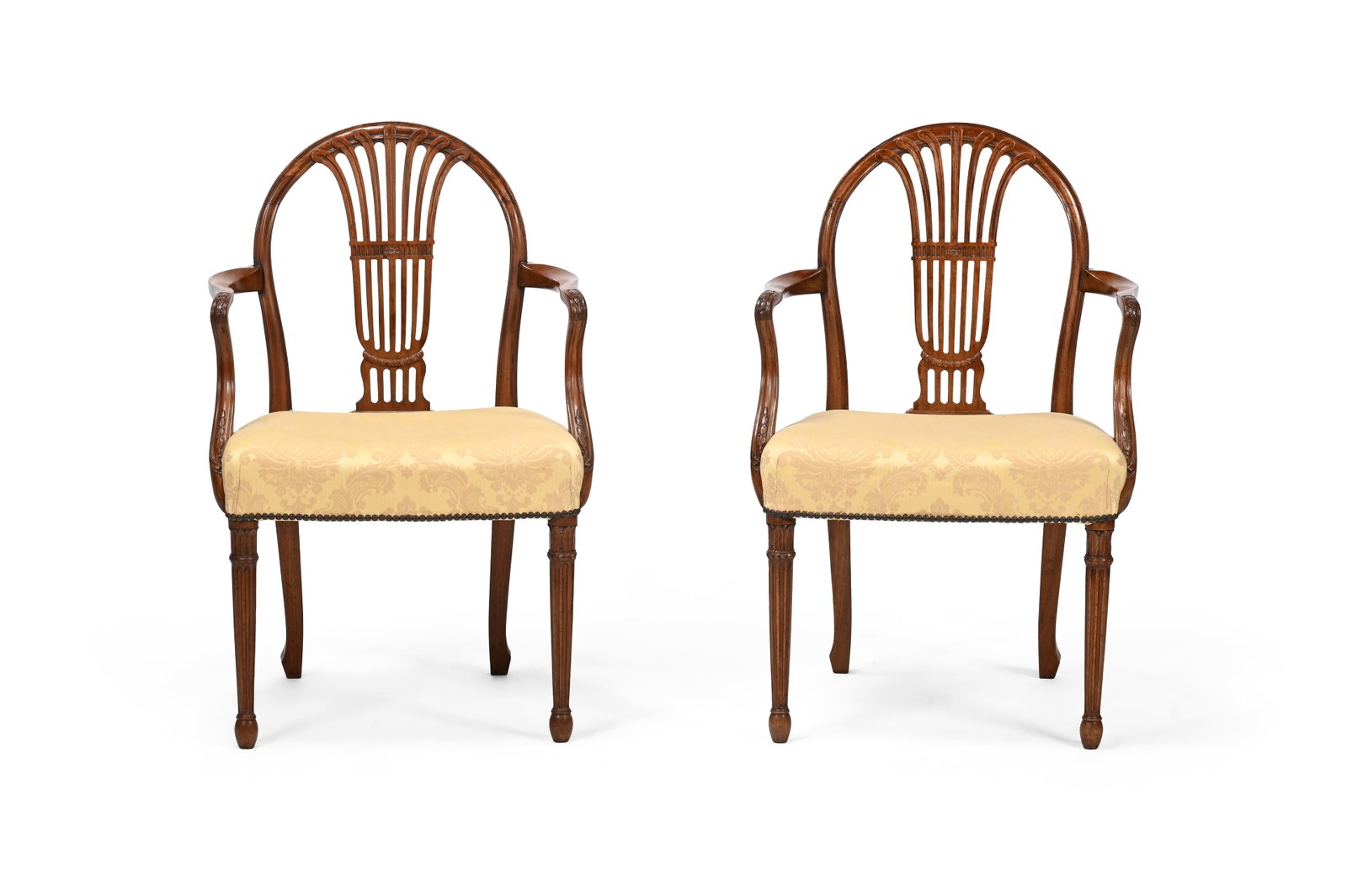 A PAIR OF GEORGE III MAHOGANY OPEN ARMCHAIRS, LAST QUARTER 18TH CENTURY - 2