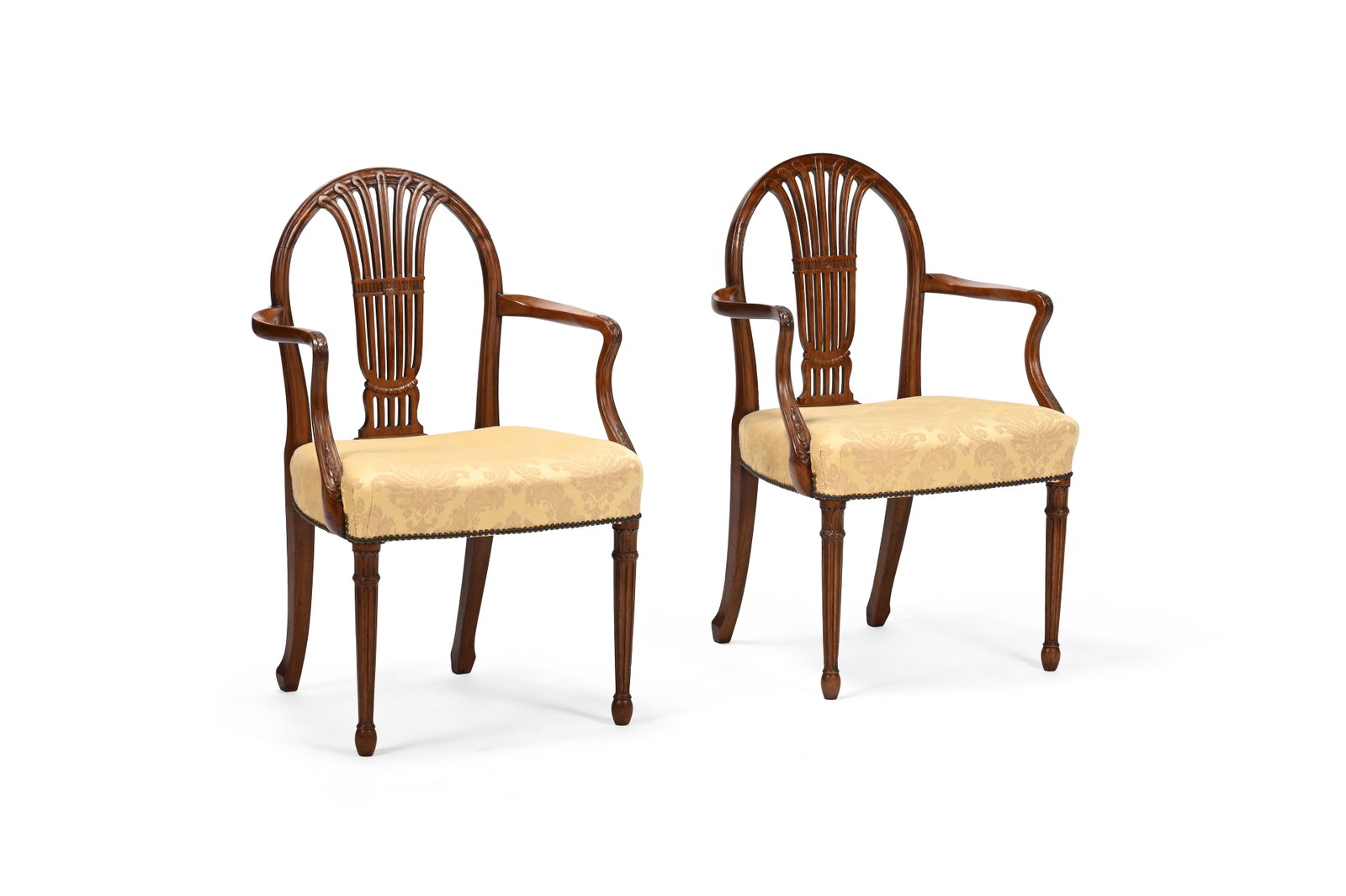 A PAIR OF GEORGE III MAHOGANY OPEN ARMCHAIRS, LAST QUARTER 18TH CENTURY - 3