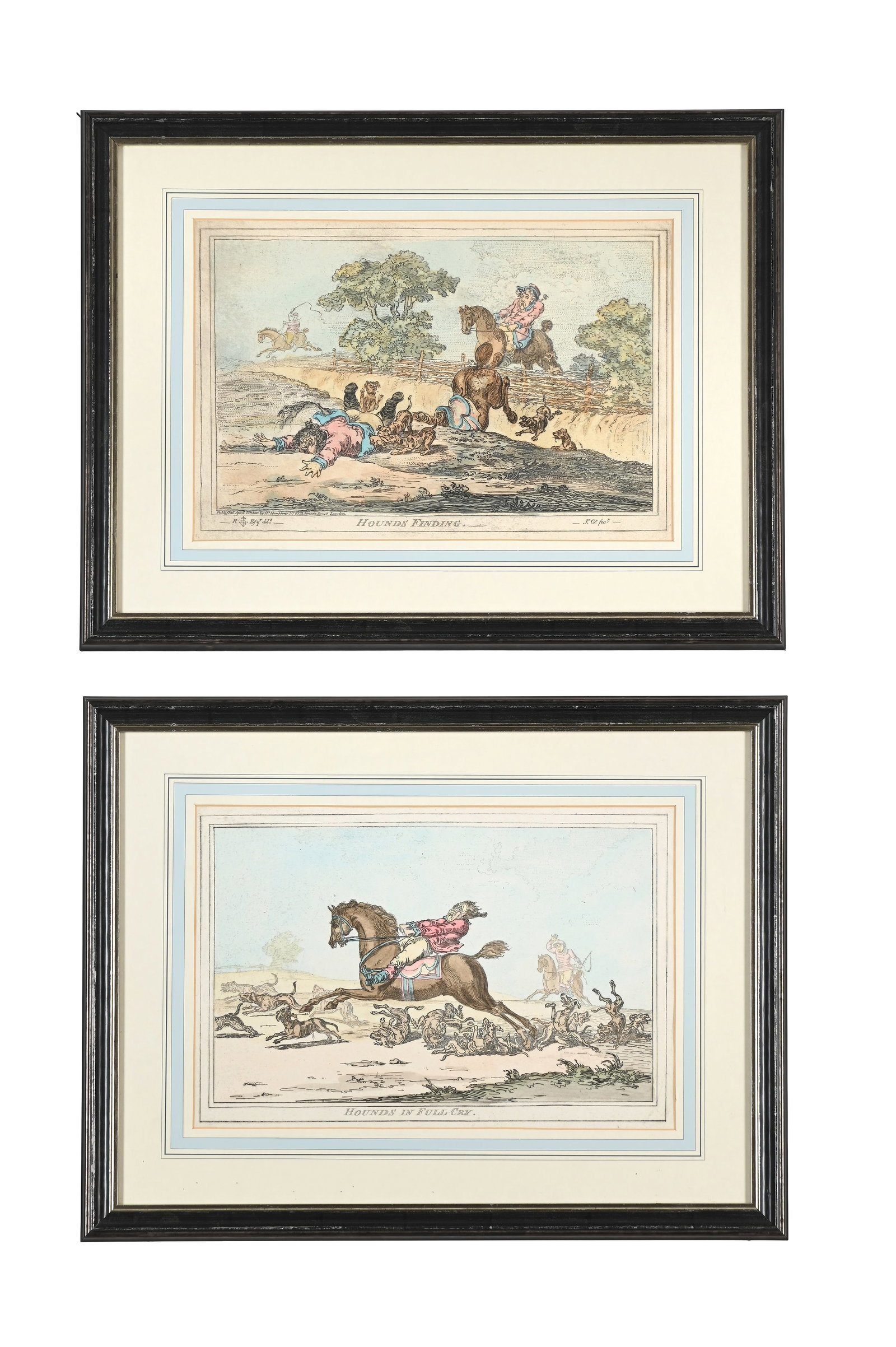 JAMES GILLRAY (BRITISH 1757-1815), A SERIES OF FOUR AQUATINTS DEPICTING HOUNDS - 3