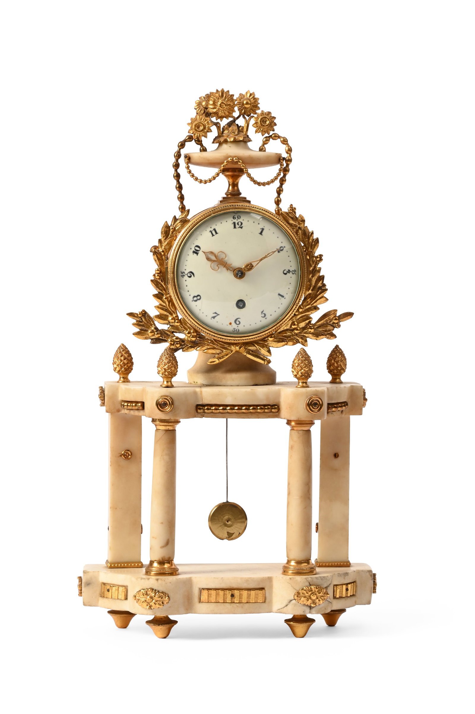 A MARBLE AND GILT-METAL-MOUNTED FRENCH MANTEL TIMEPIECE, LATE 19TH CENTURY - 2