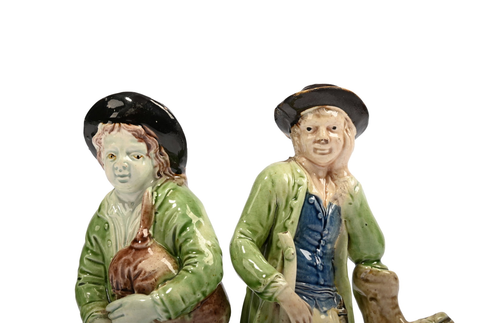 TWO STAFFORDSHIRE CREAMWARE FIGURES OF RALPH WOOD TYPE, CIRCA 1790 - 2