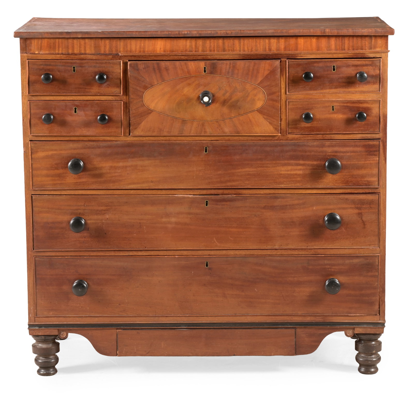 Y A VICTORIAN MAHOGANY AND SATINWOOD INLAID CHEST OF DRAWERS, PROBABLY SCOTTISH, CIRCA 1860 - 2