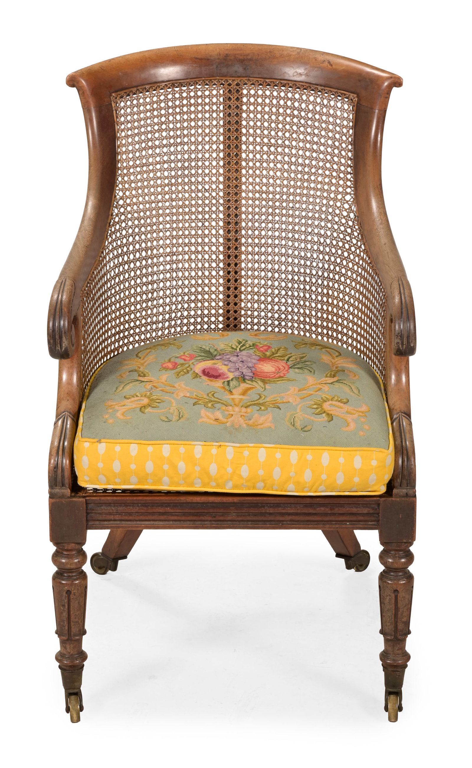 A WILLIAM IV MAHOGANY BERGÈRE ARMCHAIR, CIRCA 1835 - 2