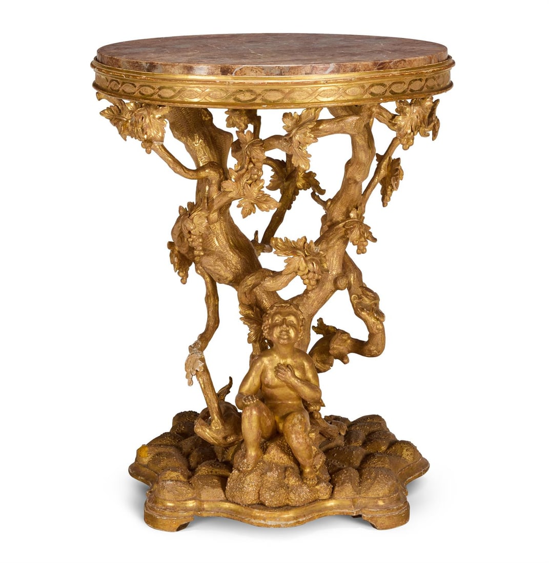 A NORTH EUROPEAN GILTWOOD CENTRE TABLE, 19TH CENTURY (1 of 3)