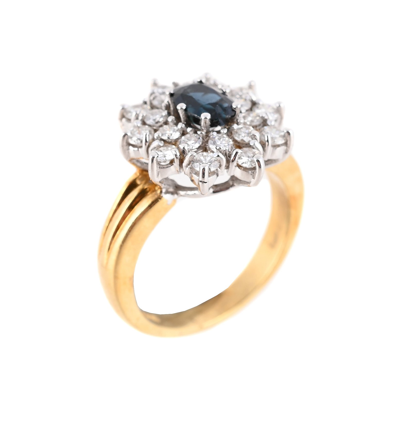 A SAPPHIRE AND DIAMOND CLUSTER RING (1 of 1)