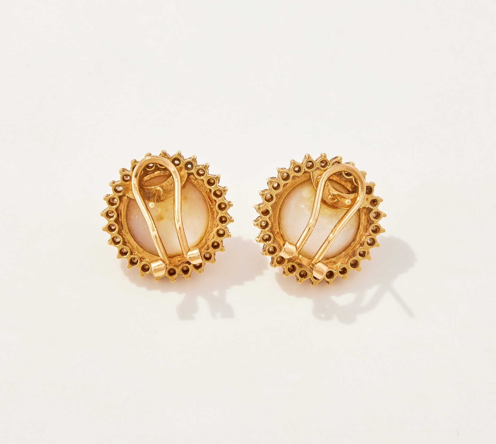 A PAIR OF MABÉ PEARL AND DIAMOND CLUSTER EARRINGS - 2