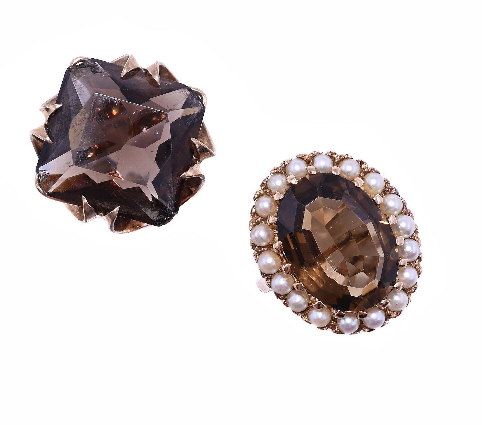 TWO SMOKY QUARTZ RINGS (1 of 1)
