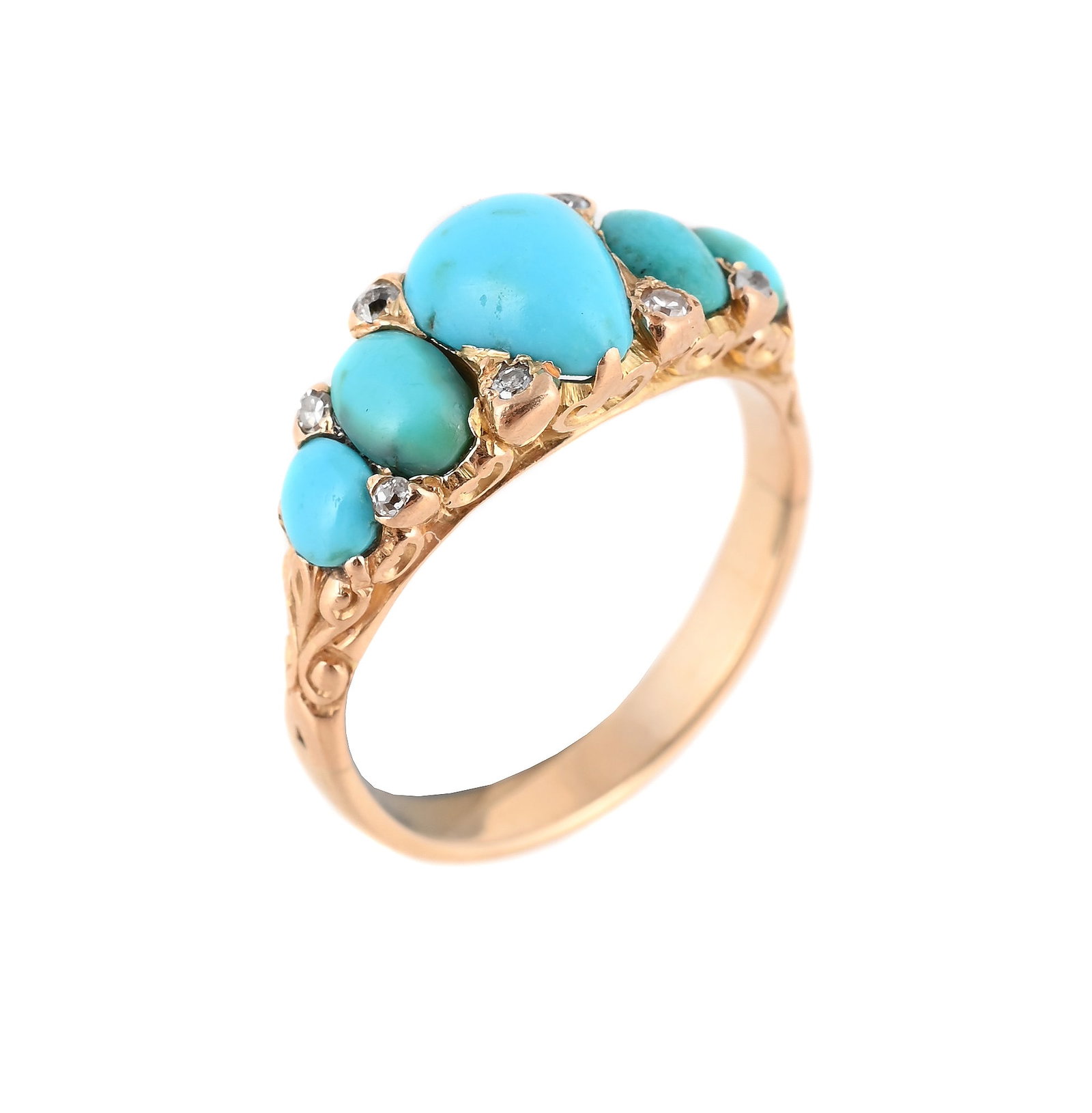 A LATE 19TH/EARLY 20TH CENTURY TURQUOISE AND DIAMOND RING (1 of 1)