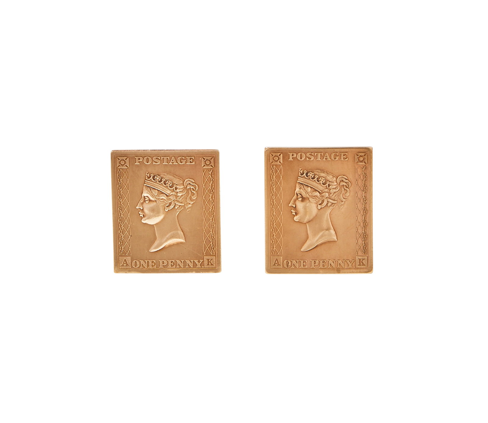 A PAIR OF 9 CARAT GOLD STAMP CUFFLINKS (1 of 2)