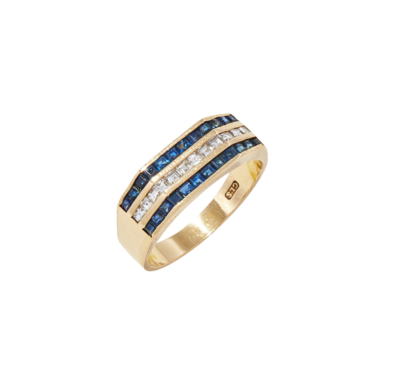 A SAPPHIRE AND DIAMOND BAND RING (1 of 1)