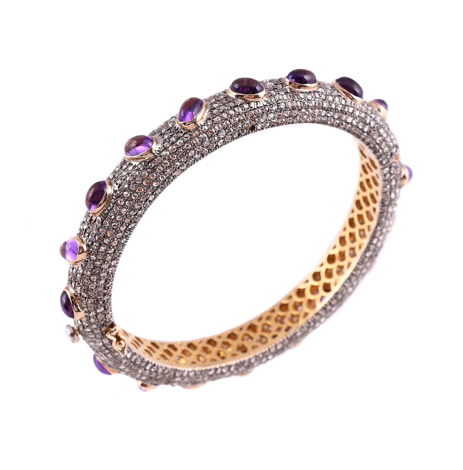 AN AMETHYST AND DIAMOND BANGLE (1 of 1)