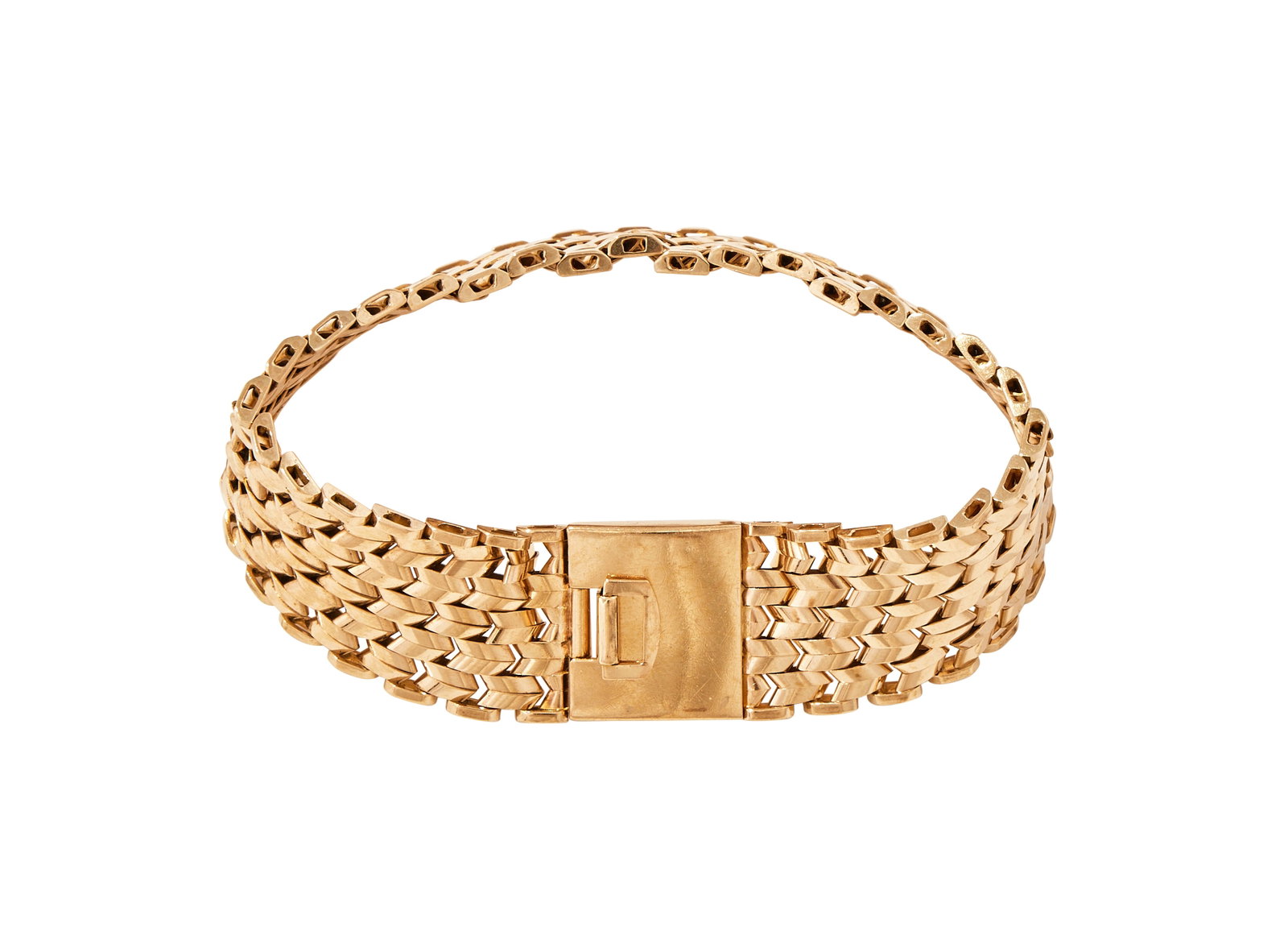 A 9 CARAT GOLD FANCY LINK BRACELET - 2