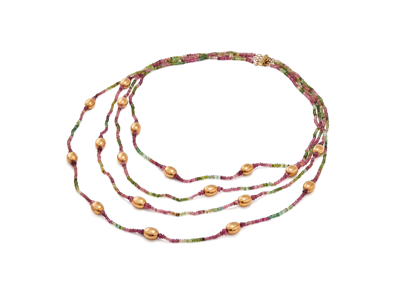 NANIS, A TOURMALINE AND 18 CARAT GOLD BEAD NECKLACE - 2