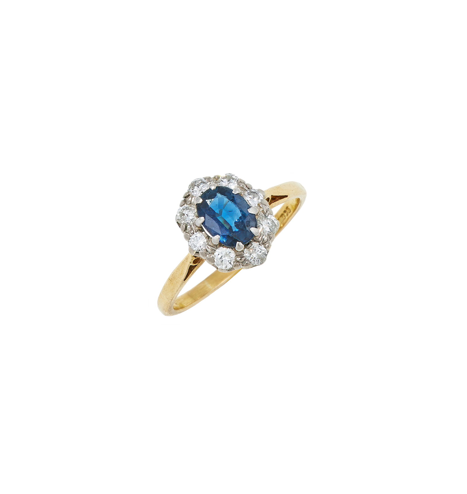 A SAPPHIRE AND DIAMOND CLUSTER RING (1 of 1)