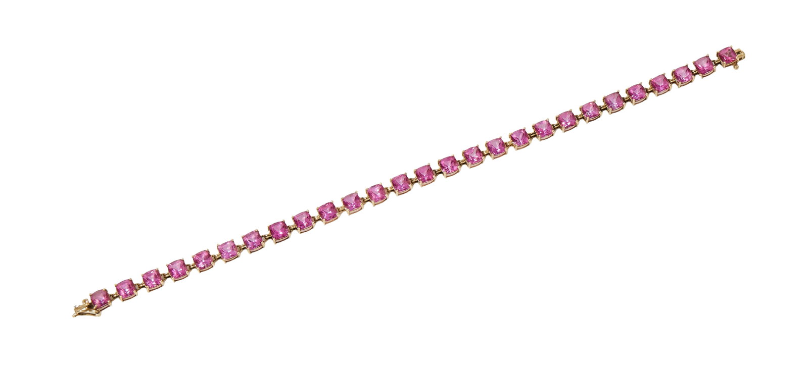 A 9 CARAT GOLD STONE SET BRACELET - 2