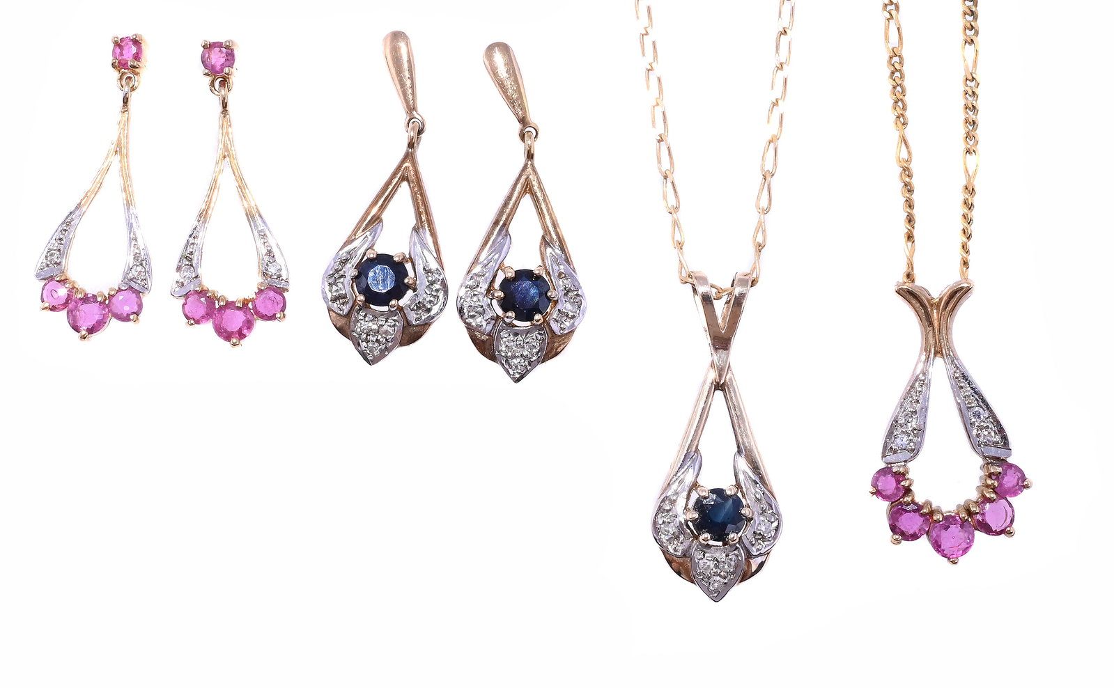 TWO GEM SET PENDANT AND EARRING SETS (1 of 1)