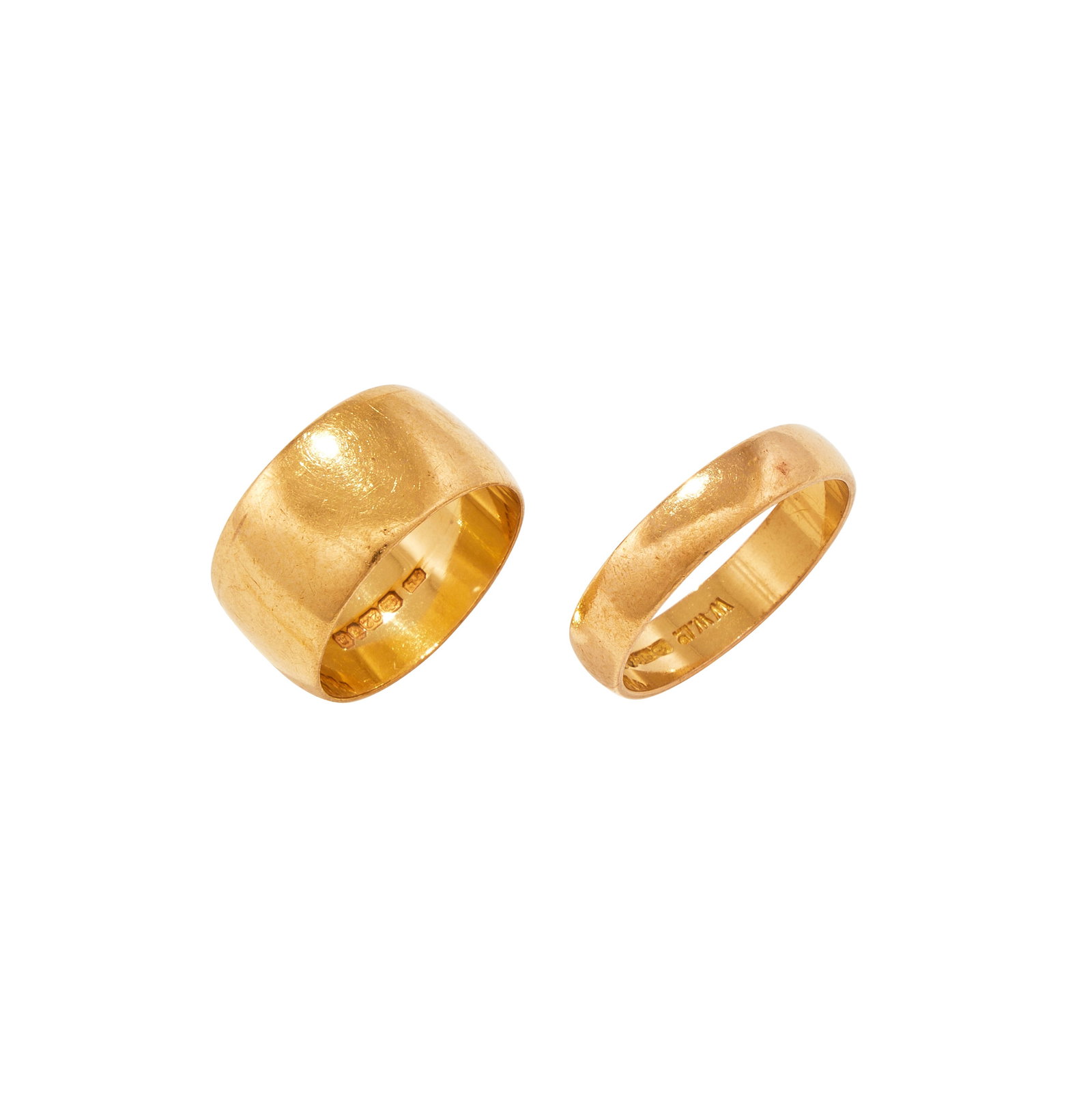 TWO 22 CARAT GOLD BAND RINGS (1 of 1)