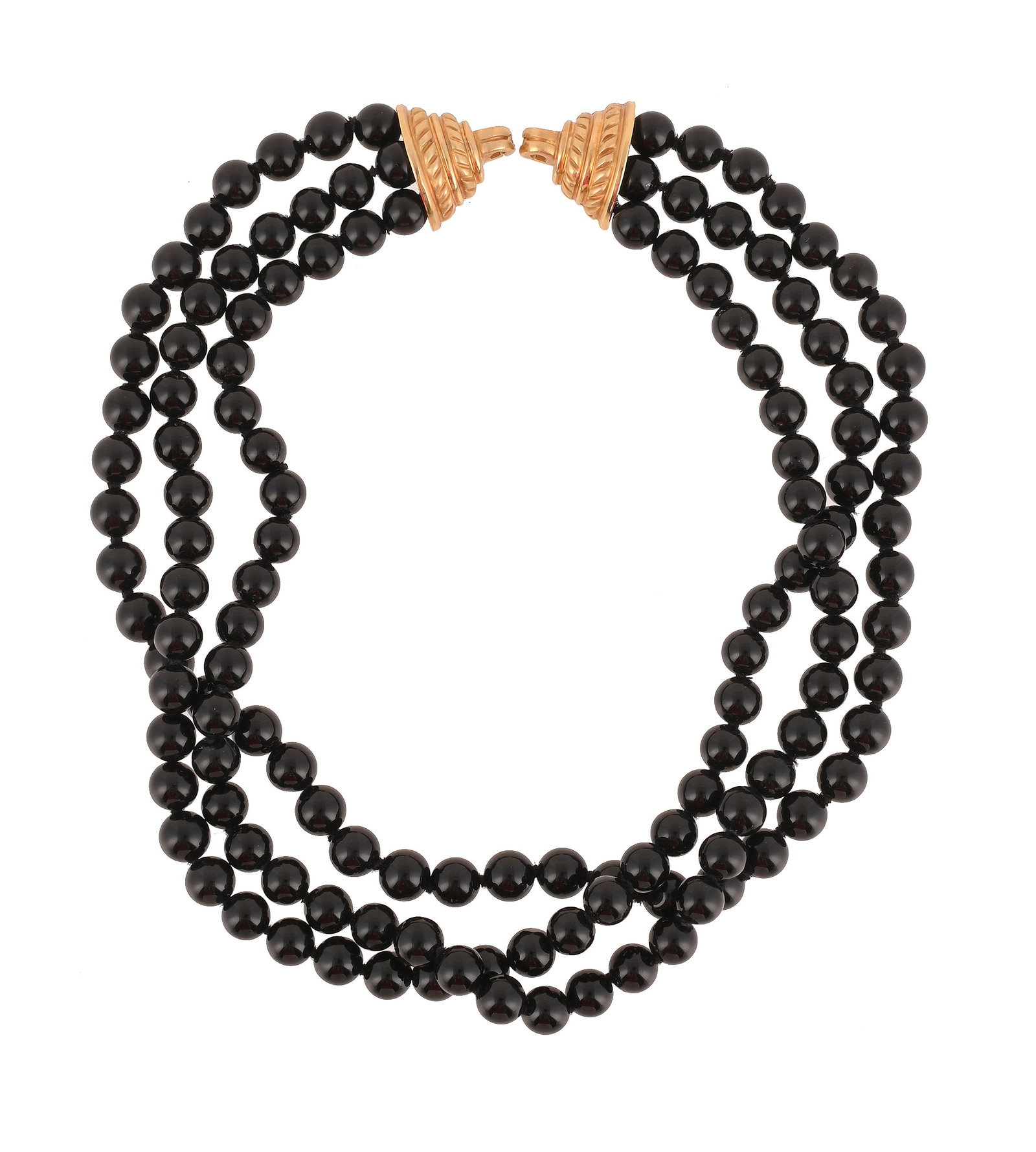 ORLANDA OLSEN, AN ONYX BEAD PART NECKLACE (1 of 1)