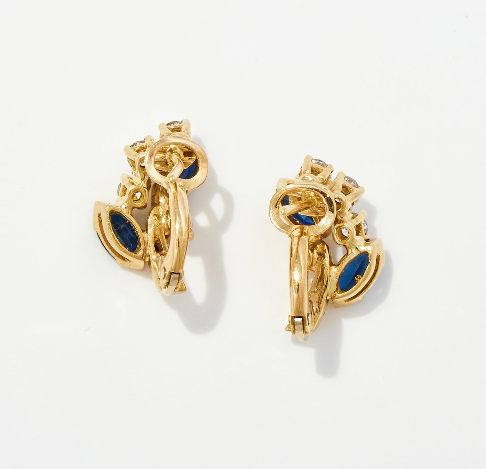 A PAIR OF SAPPHIRE AND DIAMOND SPRAY EARRINGS - 2