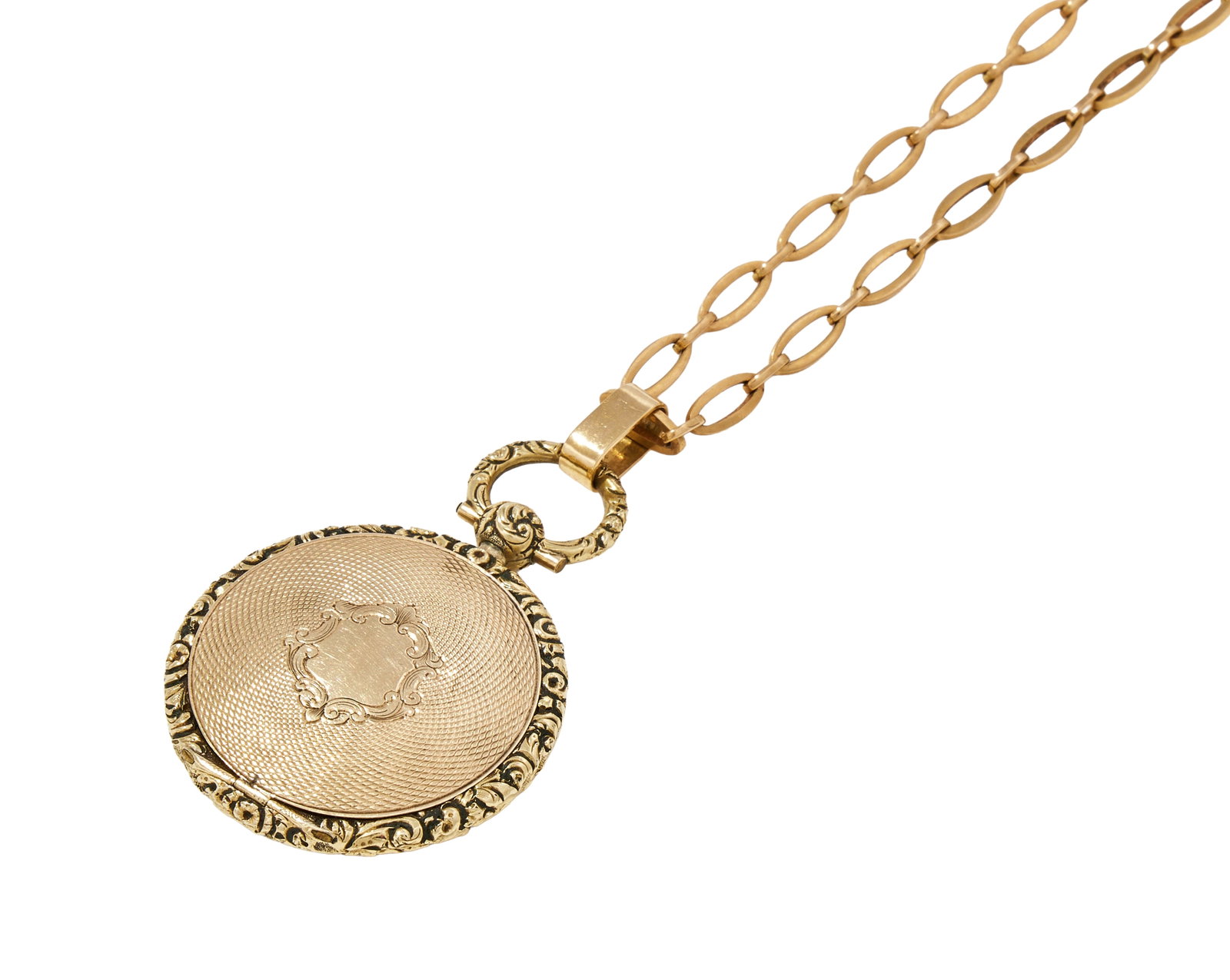 A MID VICTORIAN LOCKET ON LATER CHAIN (1 of 3)