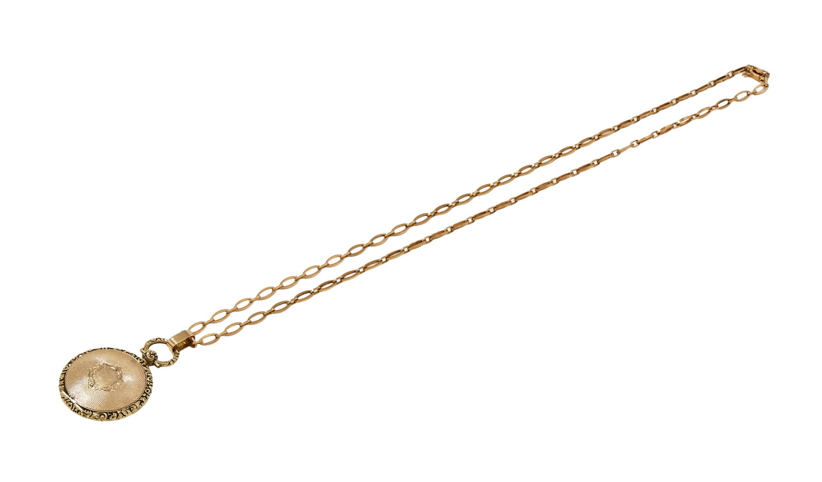 A MID VICTORIAN LOCKET ON LATER CHAIN - 2