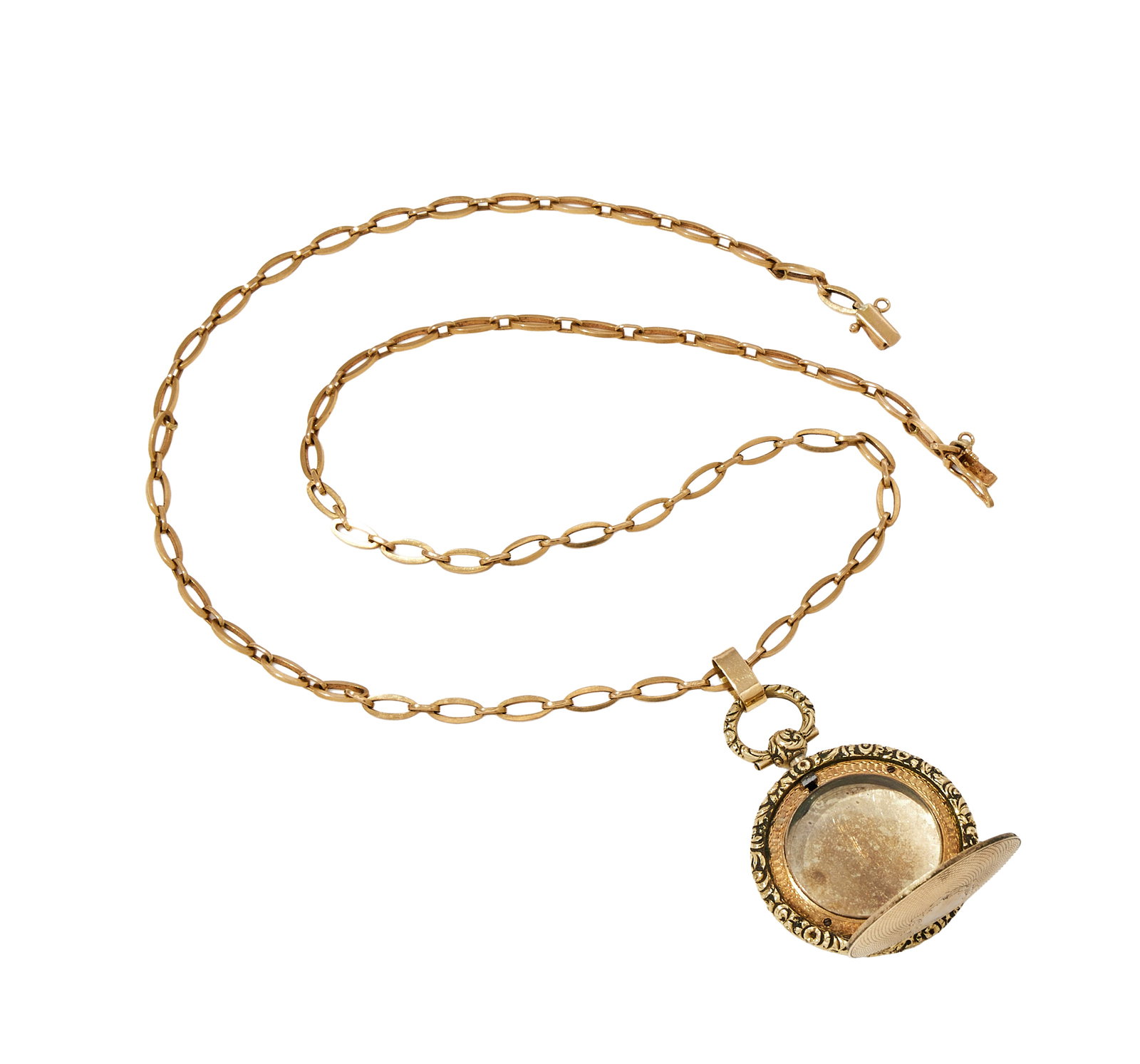 A MID VICTORIAN LOCKET ON LATER CHAIN - 3