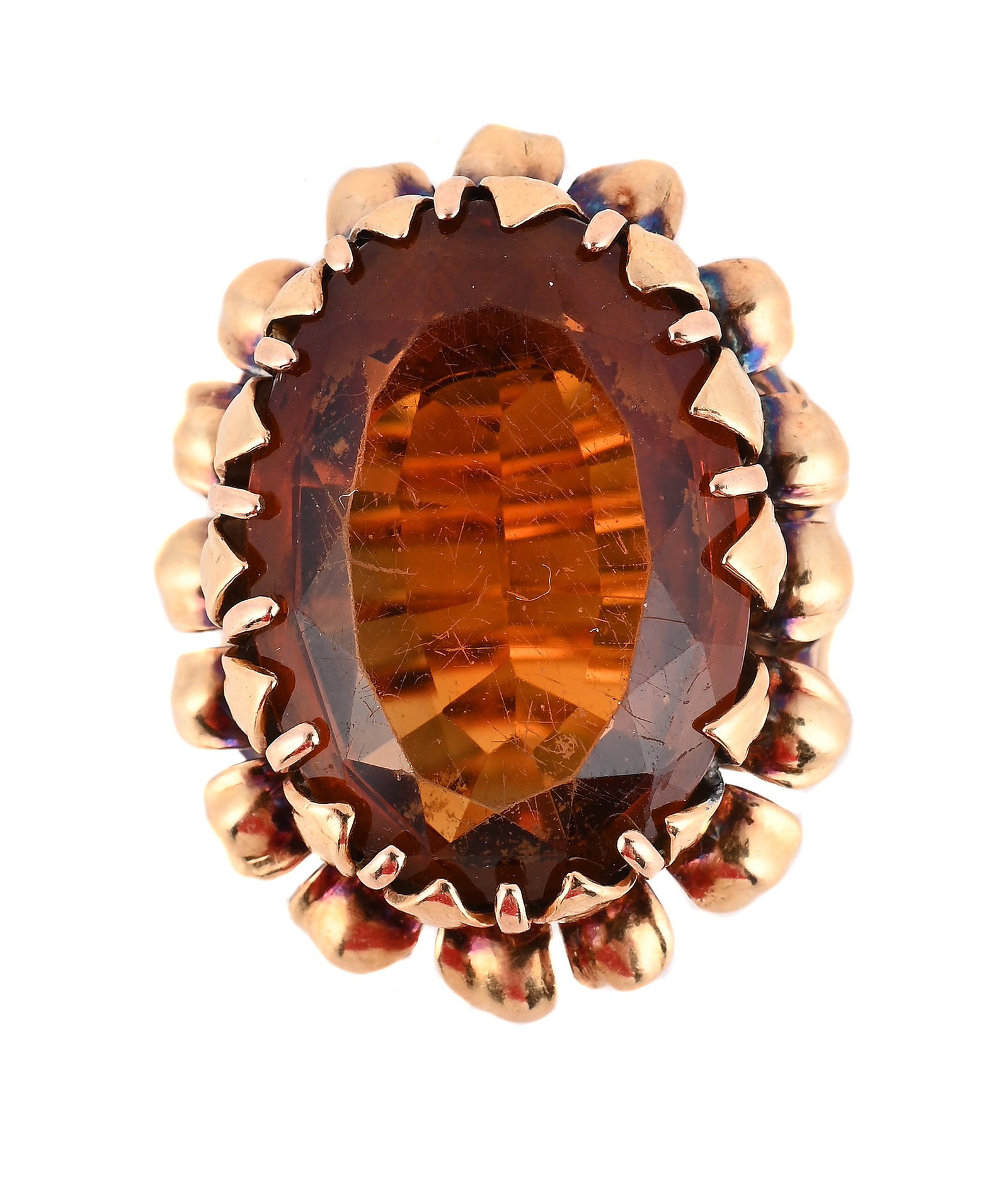 A CITRINE SET FLOWERHEAD DRESS RING - 2