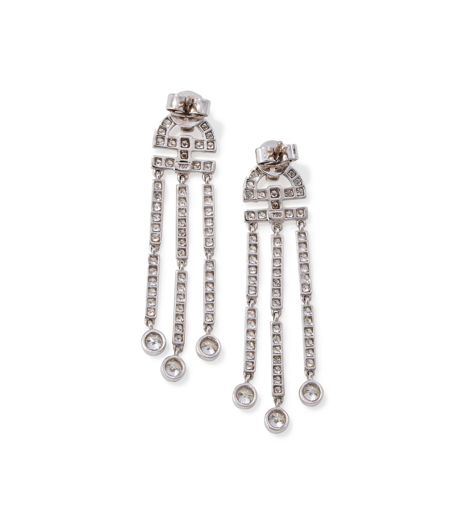 A PAIR OF DIAMOND PENDENT EARRINGS - 2