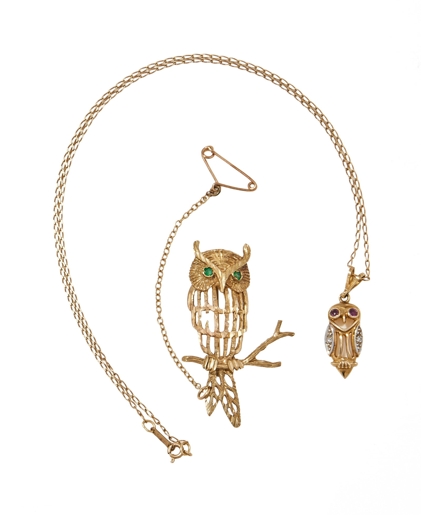 AN OWL BROOCH AND PENDANT - 2