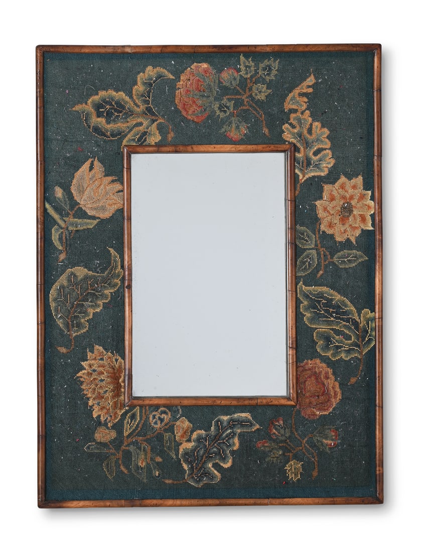 A WALNUT AND NEEDLEWORK MIRROR, IN CHARLES II STYLE, LATE 18TH OR 19TH CENTURY (1 of 3)
