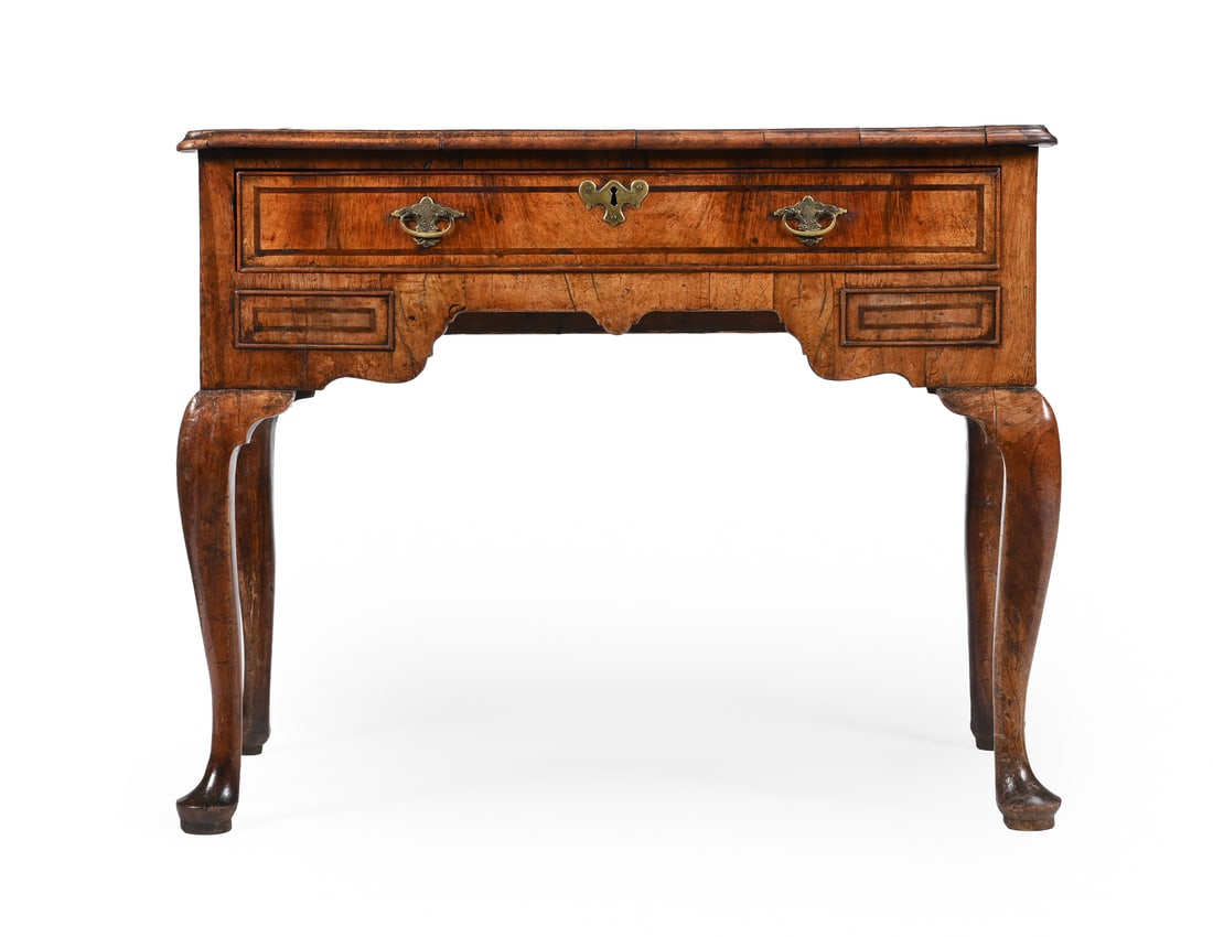 A GEORGE I WALNUT AND FEATHERBANDED SIDE TABLE OR LOWBOY, CIRCA 1720 (1 of 4)