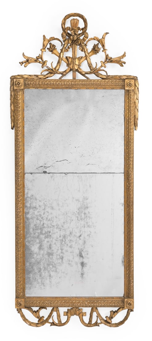 AN ITALIAN CARVED GILTWOOD MIRROR, SECOND HALF 18TH CENTURY (1 of 2)