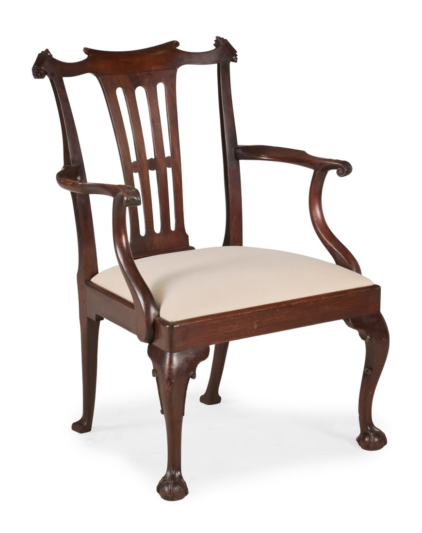 A GEORGE III MAHOGANY ARMCHAIR, CIRCA 1765 (1 of 3)