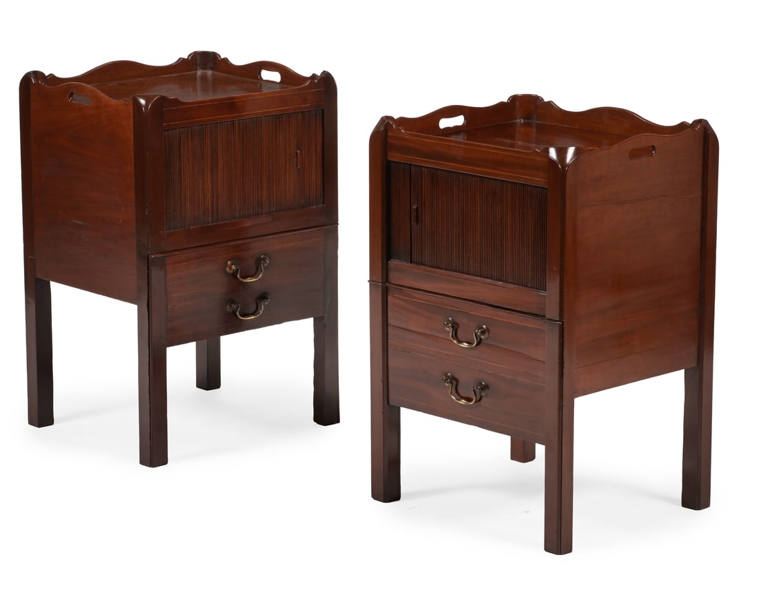 A CLOSELY MATCHED PAIR OF GEORGE III MAHOGANY BEDSIDE CUPBOARDS, CIRCA 1780 (1 of 4)