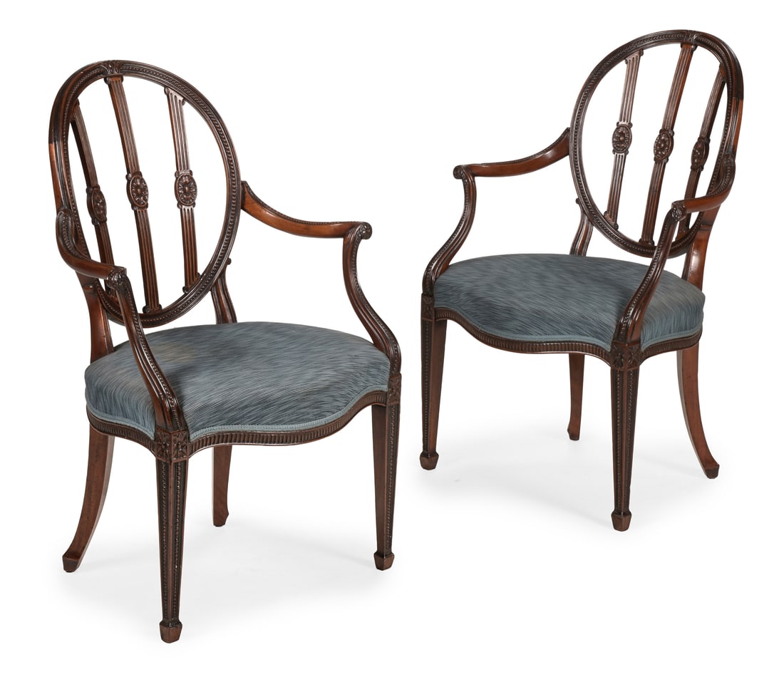 A PAIR OF GEORGE III MAHOGANY ARMCHAIRS, CIRCA 1775 (1 of 3)