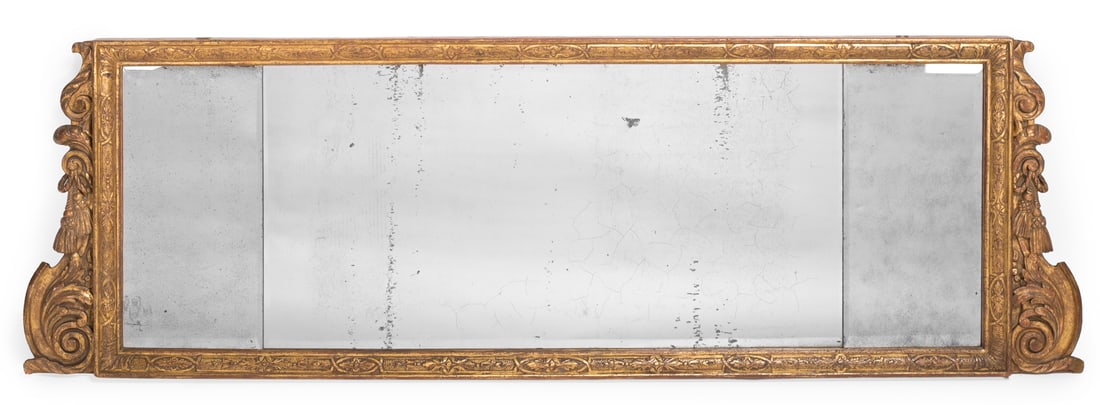 A GEORGE II CARVED GILTWOOD AND GESSO TRIPTYCH OVERMANTEL MIRROR, CIRCA 1730 (1 of 2)