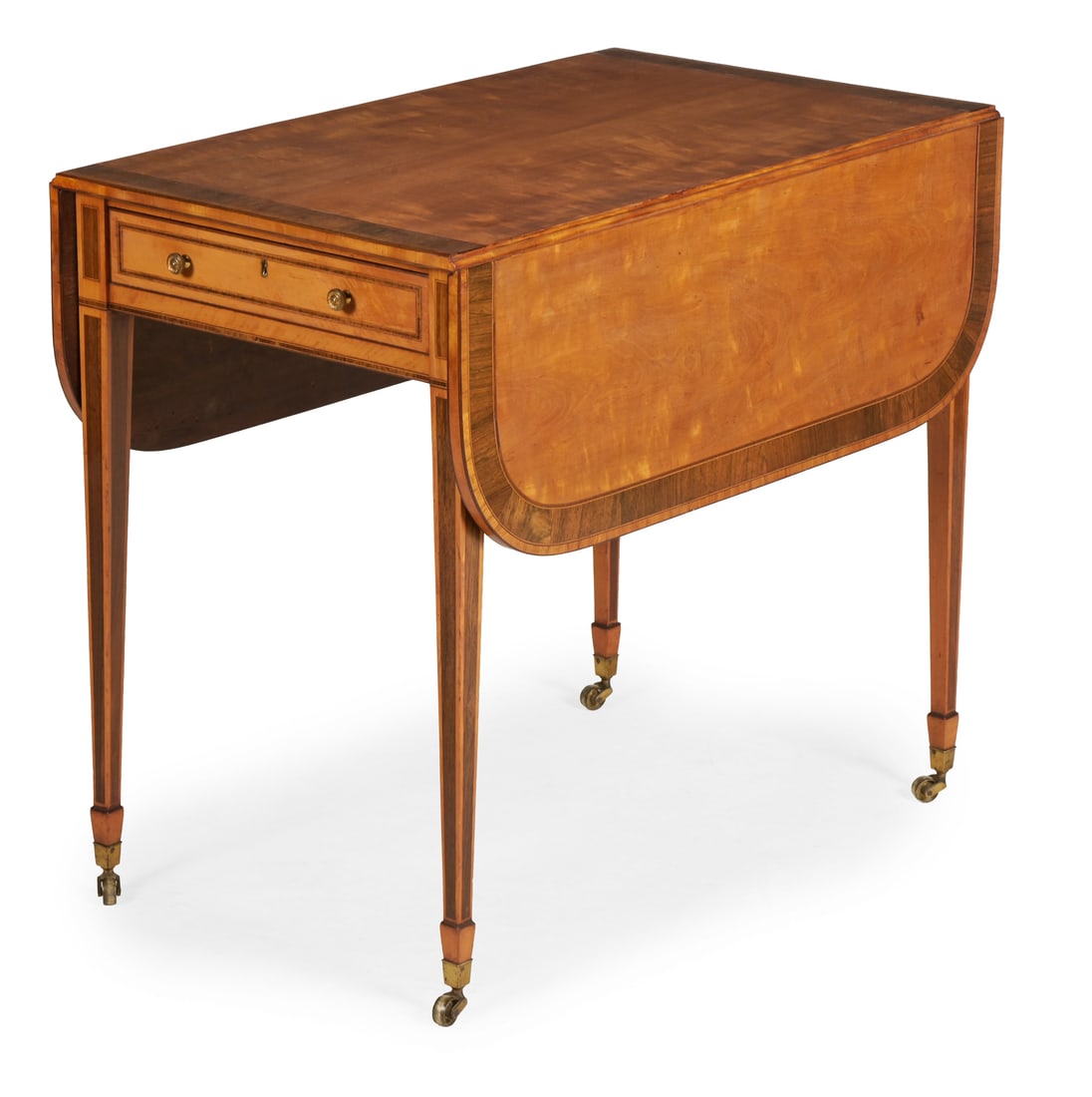 Y A GEORGE III SATINWOOD AND ROSEWOOD CROSSBANDED PEMBROKE TABLE, CIRCA 1790 (1 of 4)