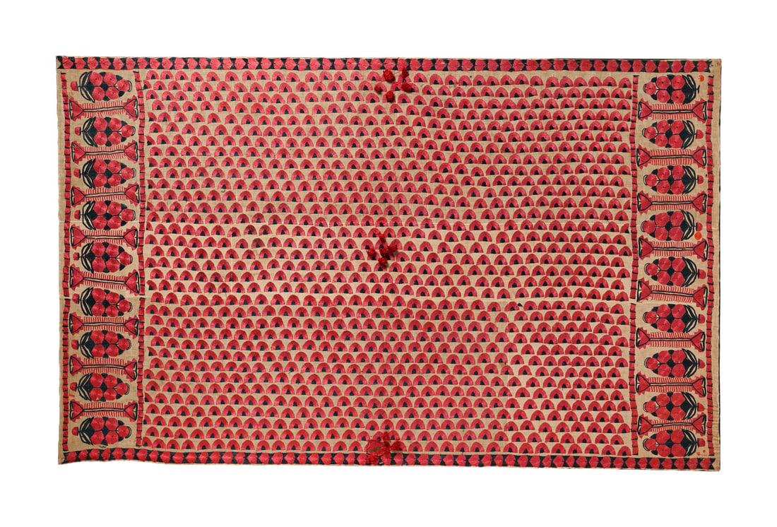 A SIND SILK EMBROIDERED SHAWL OR PANEL, CIRCA 1880 (1 of 2)