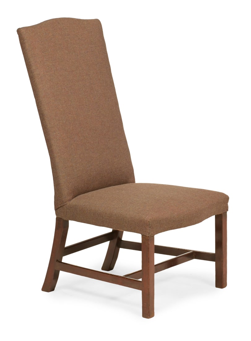 A GEORGE III MAHOGANY LIBRARY OR SIDE CHAIR, CIRCA 1780: A GEORGE III MAHOGANY LIBRARY OR SIDE CHAIRCIRCA 1780With Harris tweed type 'herringbone' upholstery118cm high, 58cm wide, 72cm deep