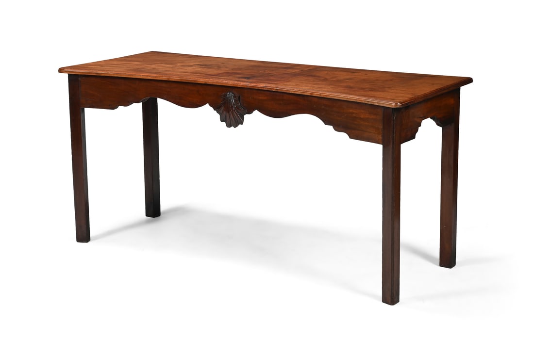 A GEORGE III MAHOGANY INVERTED BOWFRONT CONSOLE OR SIDE TABLE, IRISH, CIRCA 1790 (1 of 4)