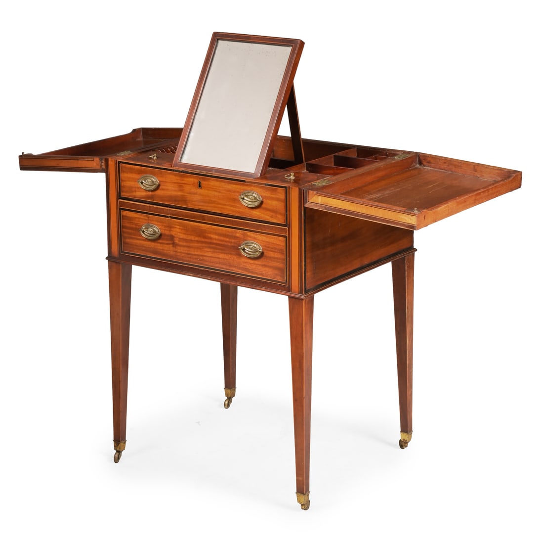 A GEORGE III MAHOGANY AND SATINWOOD DRESSING TABLE, CIRCA 1780 (1 of 4)
