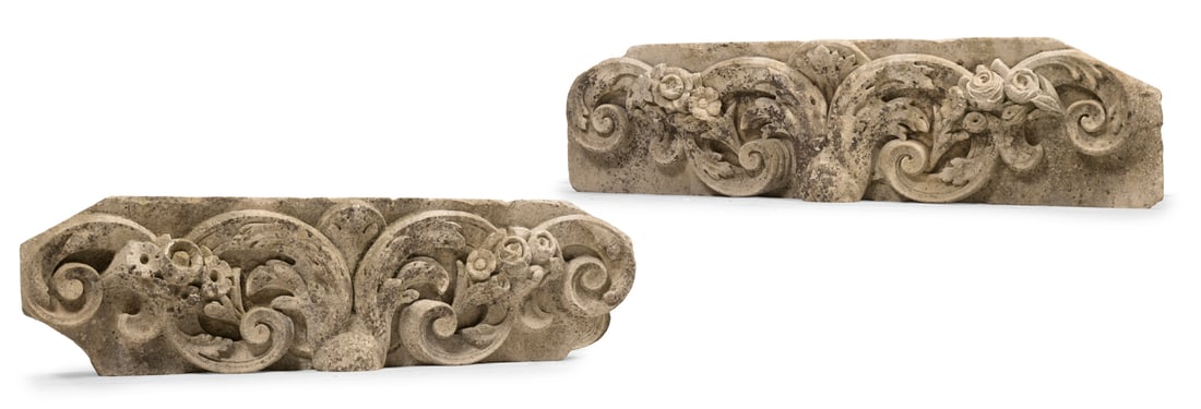 A PAIR OF BAROQUE LIMESTONE ARCHITECTURAL CARVINGS, PROBABLY LATE 17TH CENTURY (1 of 4)