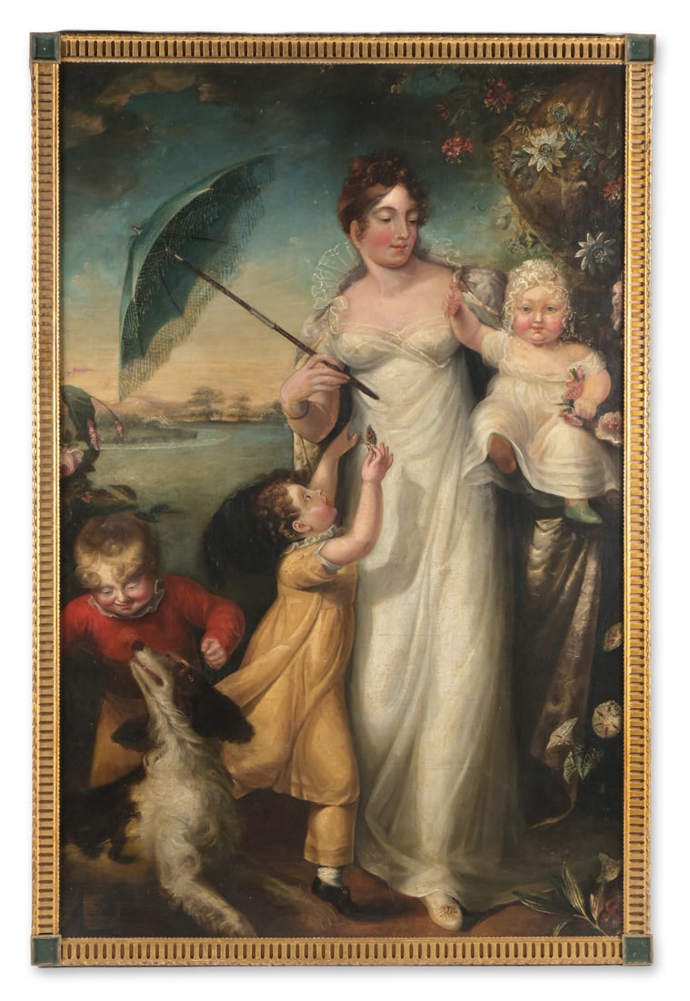 CIRCLE OF JOHN RUSSELL (BRITISH 1745-1806), PORTRAIT OF A LADY AND HER THREE CHILDREN (1 of 2)
