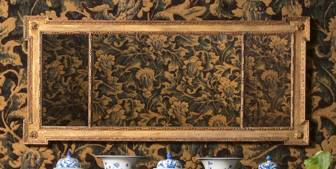 A GEORGE III GILTWOOD AND GESSO 'KIT-KAT' TRIPTYCH OVERMANTEL MIRROR, CIRCA 1760 (1 of 3)